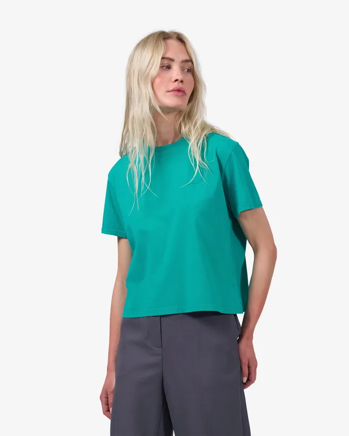 Colorfulstandard TShirts Women Organic Boxy Crop Tee 8211 Sahara Camel