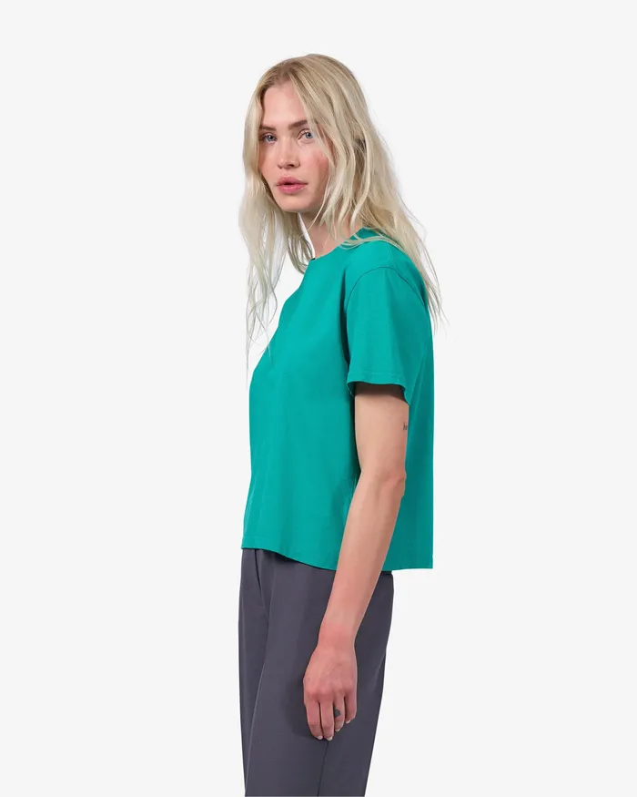 Colorfulstandard TShirts Women Organic Boxy Crop Tee 8211 Sahara Camel