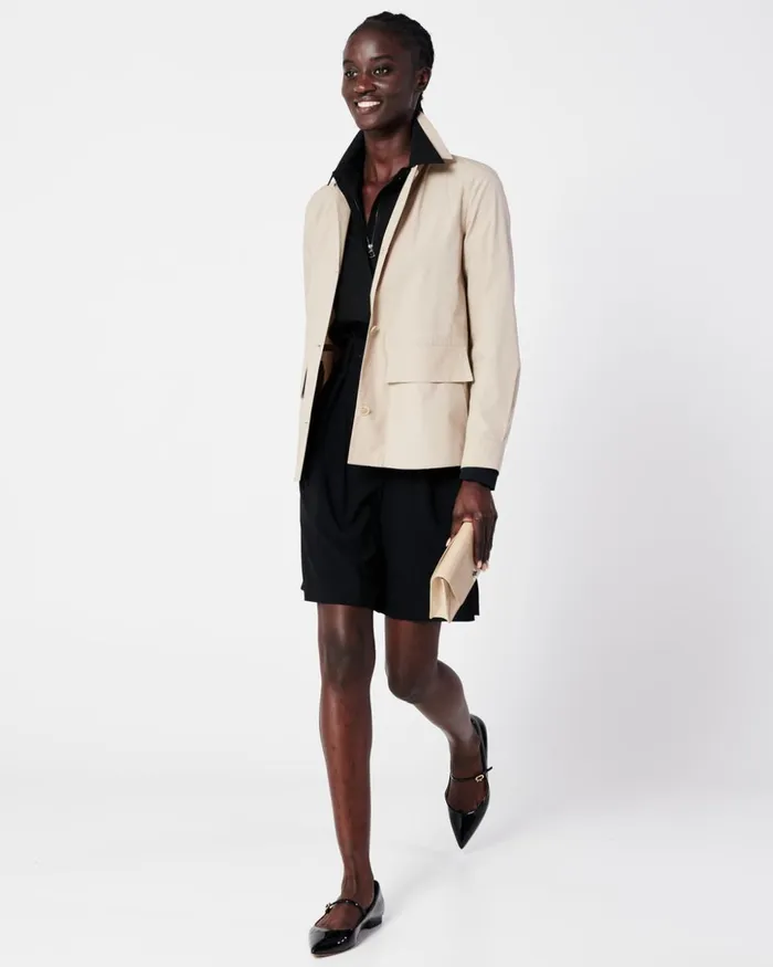 Cool Wool Pleated Bermuda Short Black Women Akris Pants