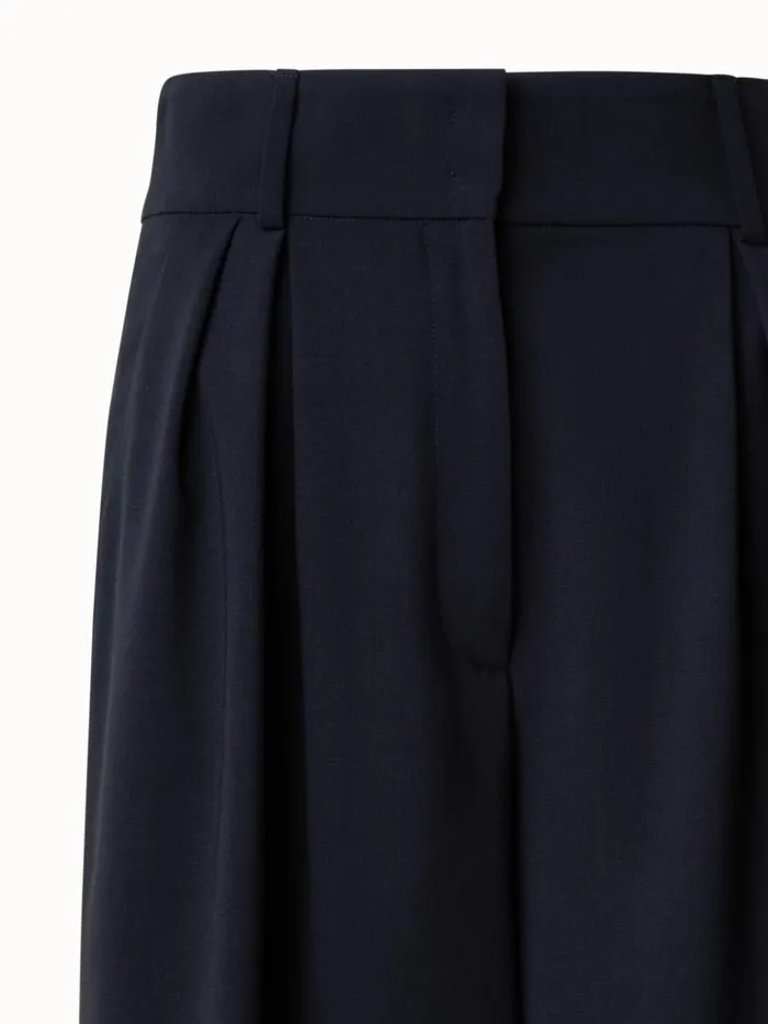 Cool Wool Pleated Bermuda Short Black Women Akris Pants