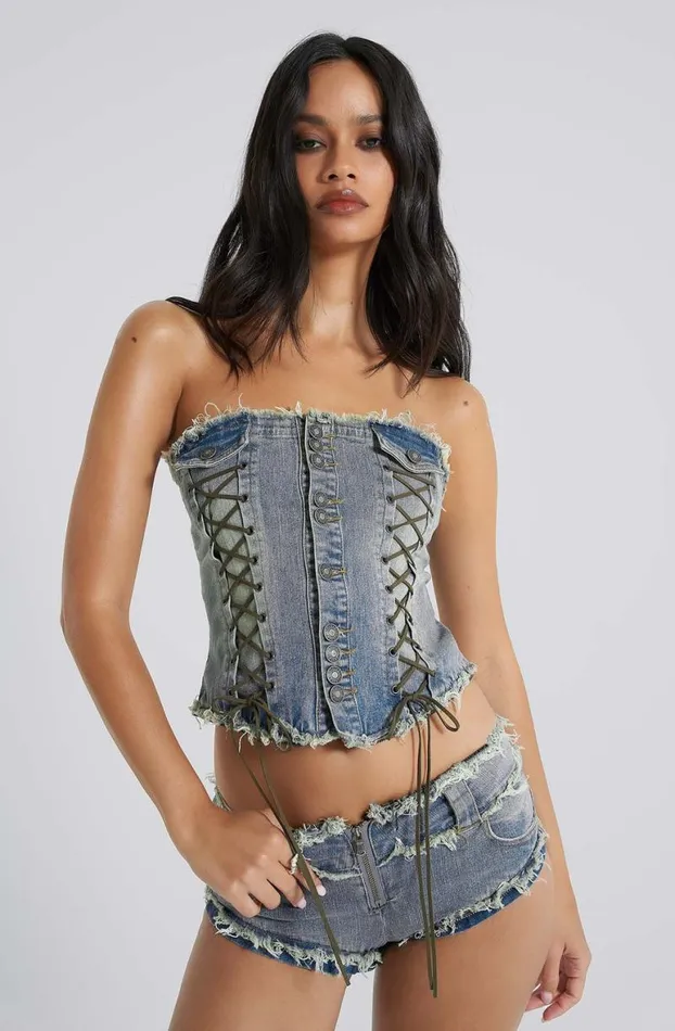 Corsets Women Jaded London Get Riding 5 In 1 Detachable Denim Jumpsuit