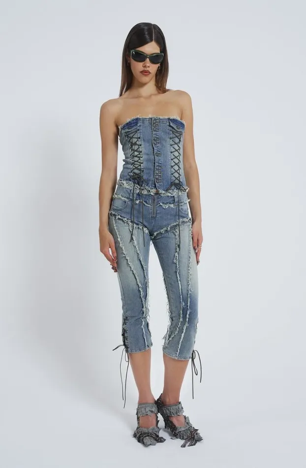 Corsets Women Jaded London Get Riding 5 In 1 Detachable Denim Jumpsuit