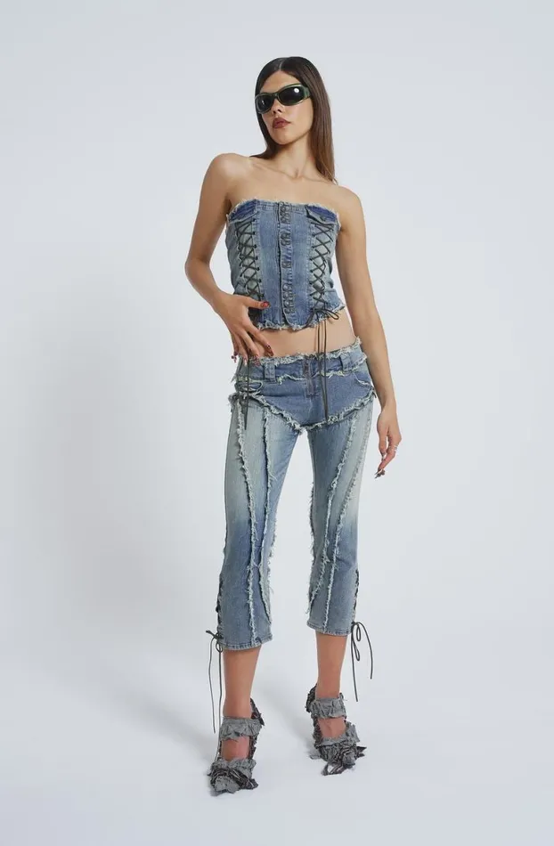 Corsets Women Jaded London Get Riding 5 In 1 Detachable Denim Jumpsuit
