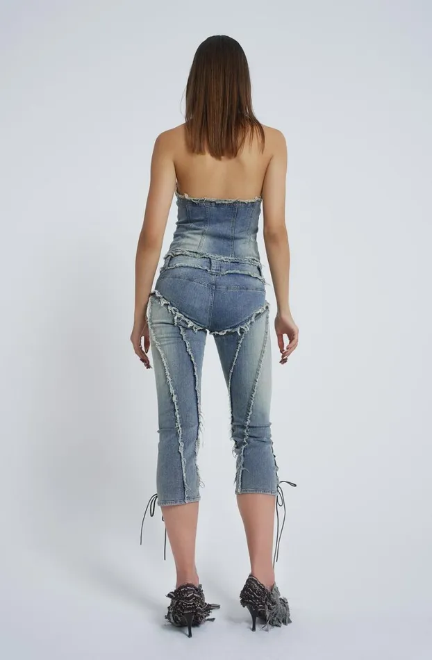 Corsets Women Jaded London Get Riding 5 In 1 Detachable Denim Jumpsuit