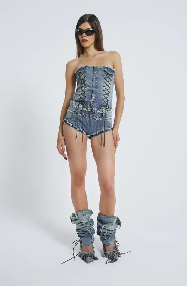 Corsets Women Jaded London Get Riding 5 In 1 Detachable Denim Jumpsuit