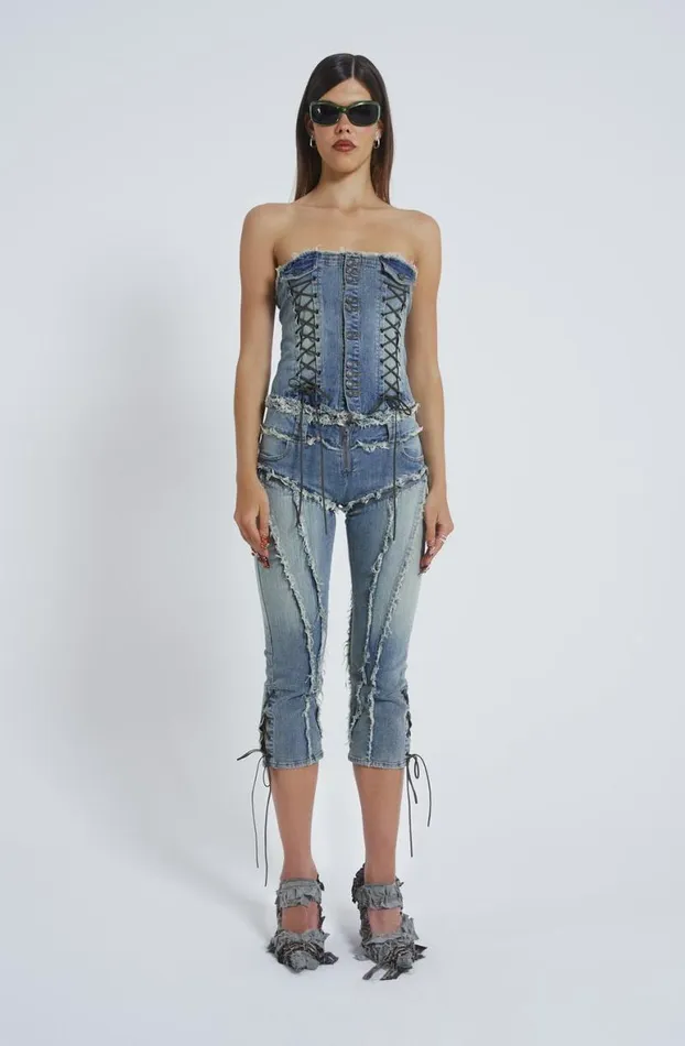 Corsets Women Jaded London Get Riding 5 In 1 Detachable Denim Jumpsuit