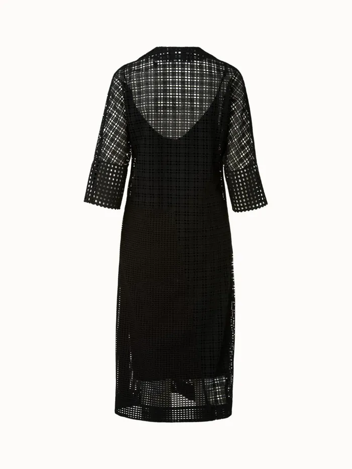 Cotton Broderie Anglaise Midi Dress Black Women Akris Dresses