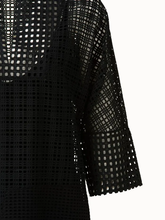 Cotton Broderie Anglaise Midi Dress Black Women Akris Dresses