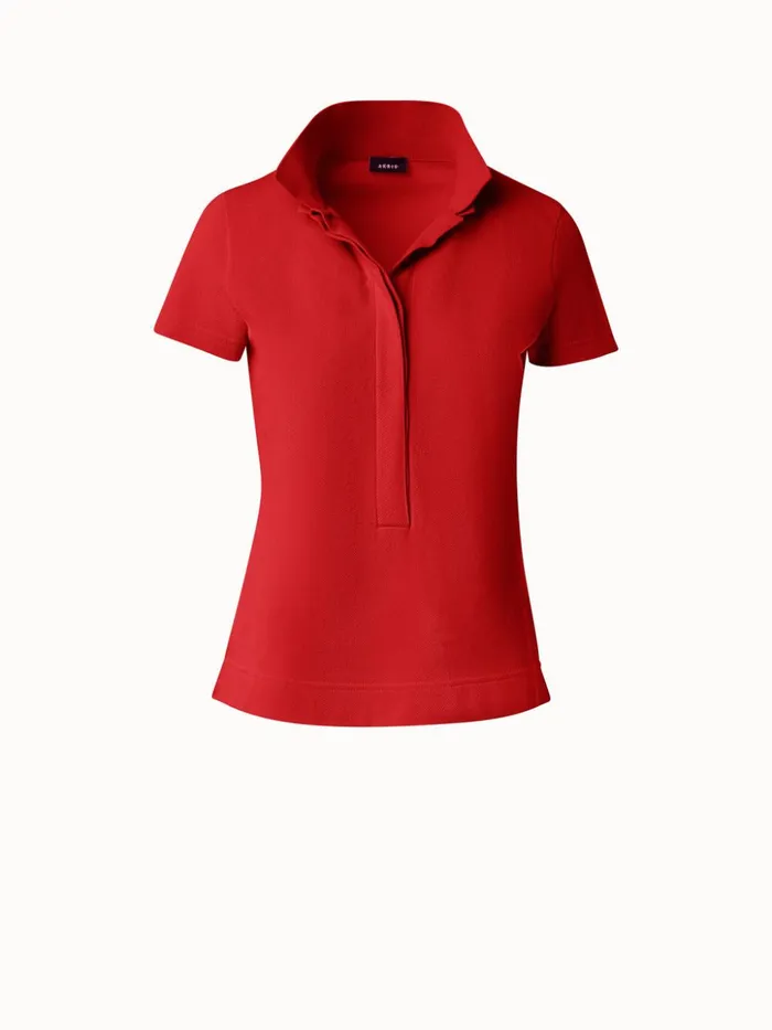 Cotton Piqu Polo Shirt Poppy Women Akris Knitwear