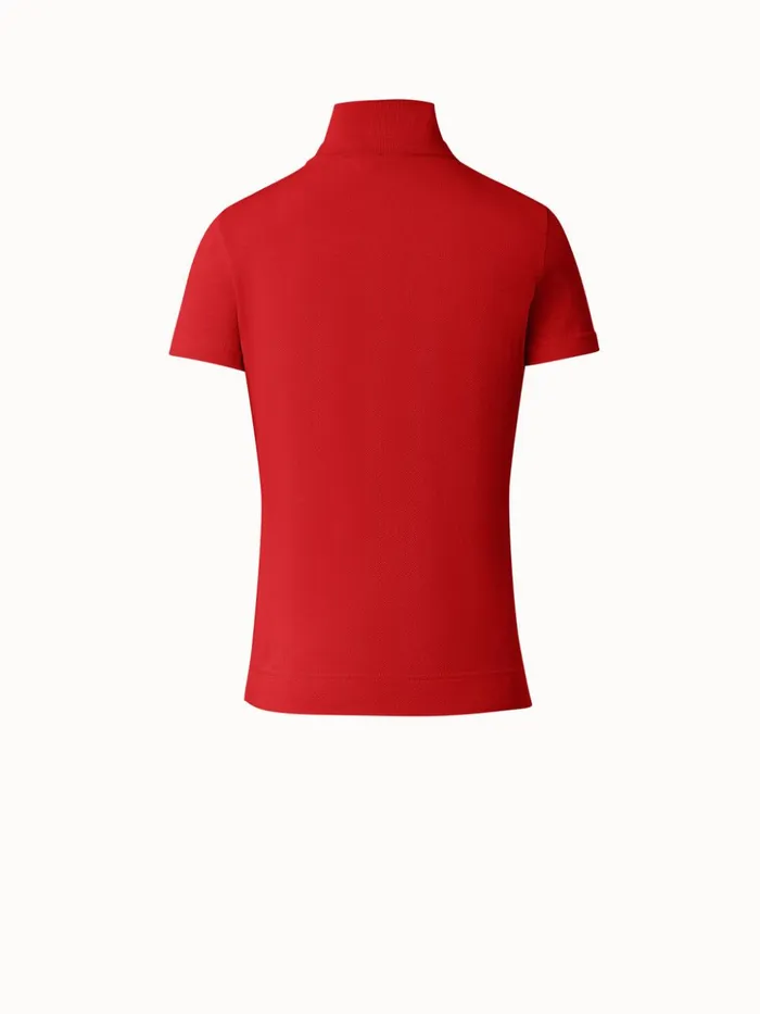 Cotton Piqu Polo Shirt Poppy Women Akris Knitwear