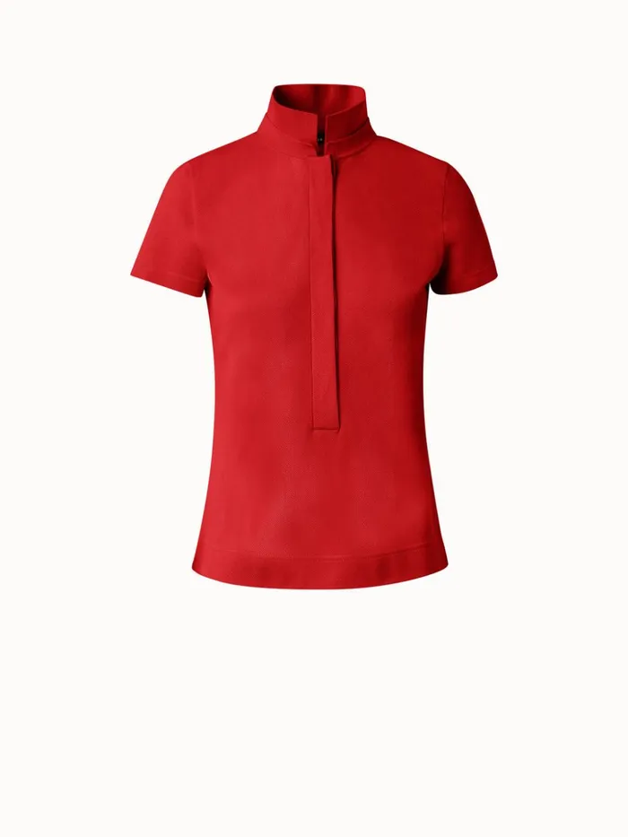 Cotton Piqu Polo Shirt Poppy Women Akris Knitwear