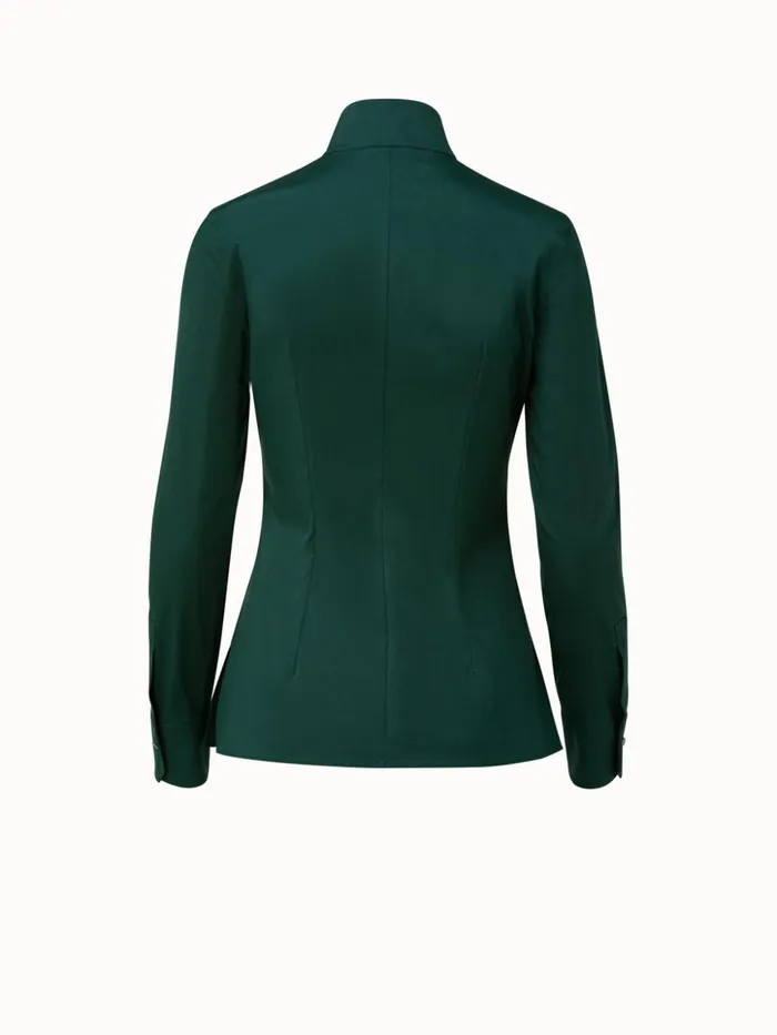 Cotton Stretch Poplin Blouse Gallus Green Women Akris Blouses