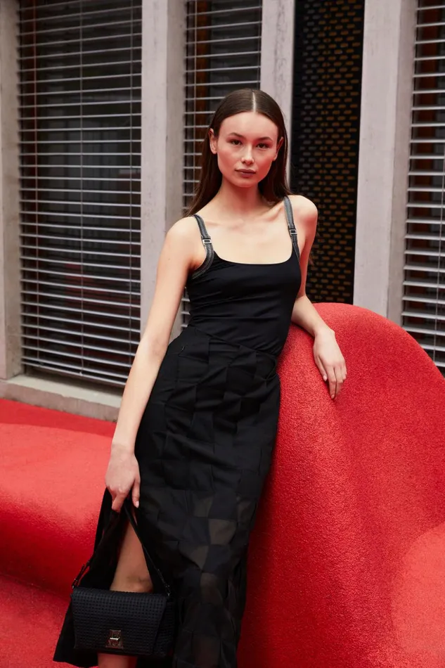 Cotton Voile Mirrored Trapezoid Long Skirt Black Women Akris Skirts