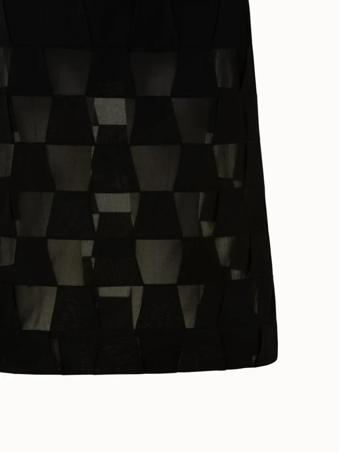 Cotton Voile Mirrored Trapezoid Long Skirt Black Women Akris Skirts