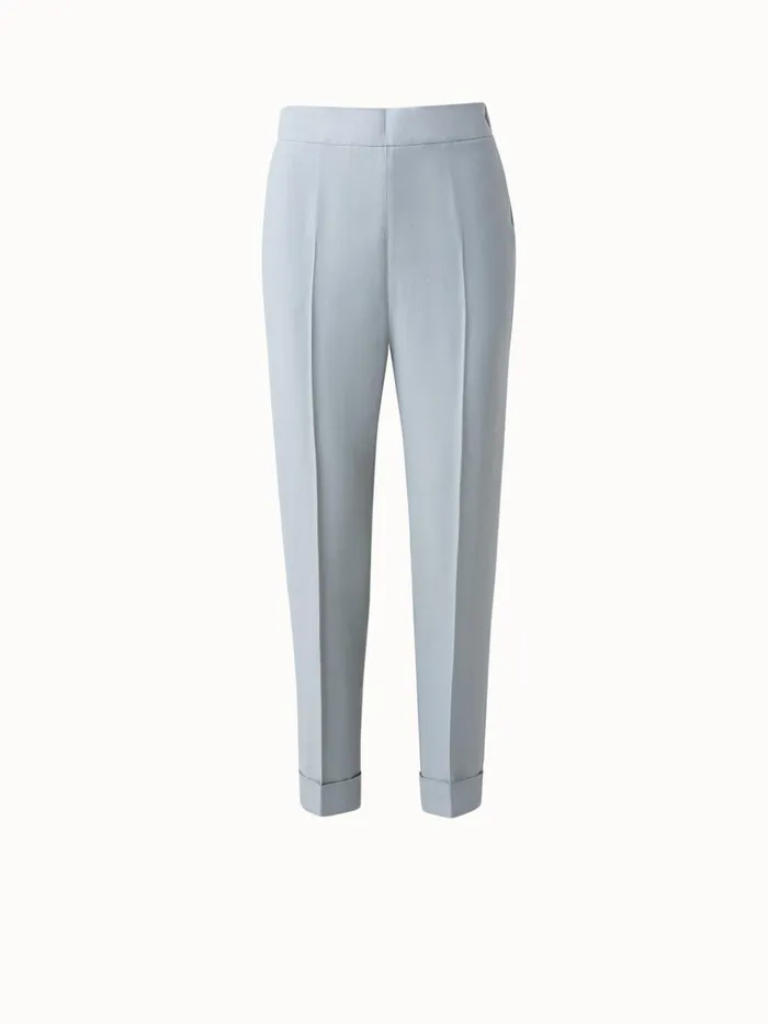 Crpe Pants With Cuffs Dusty Blue Women Akris Pants