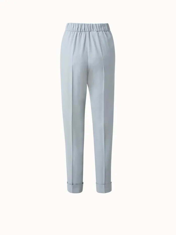 Crpe Pants With Cuffs Dusty Blue Women Akris Pants