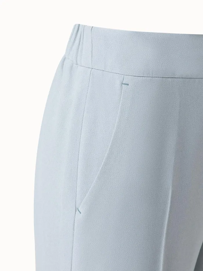 Crpe Pants With Cuffs Dusty Blue Women Akris Pants