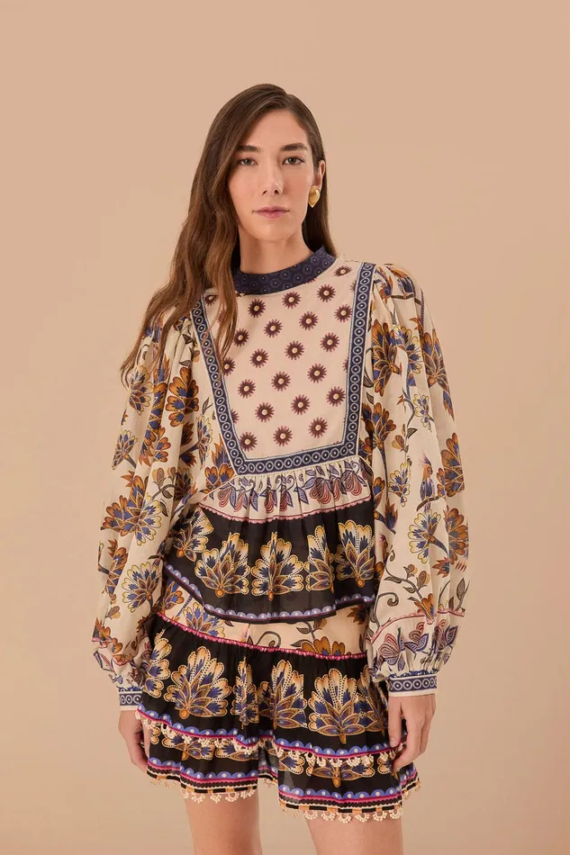 Cream Ainika Maxi Floral Blouse Women Farm Rio Blouses