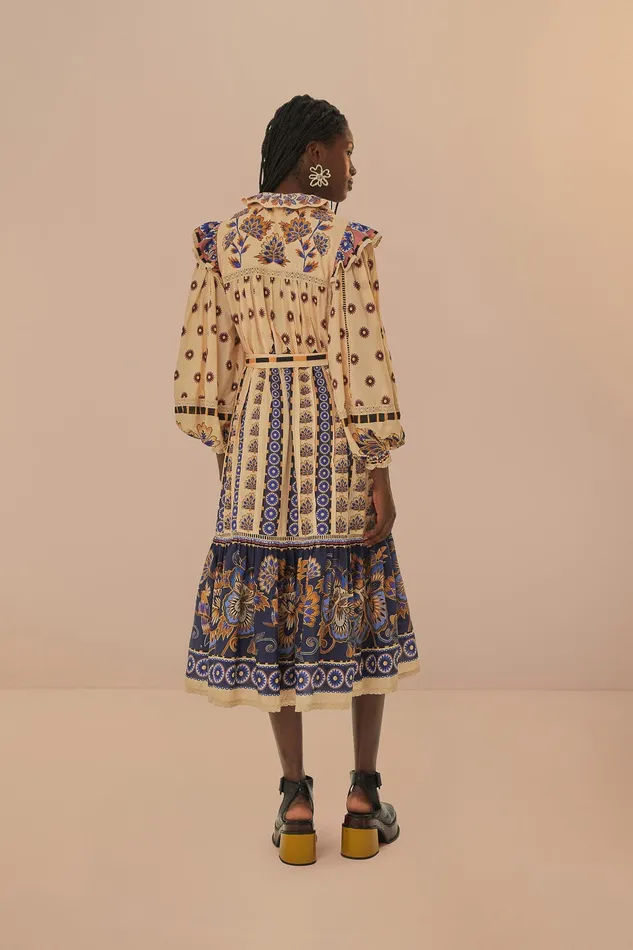 Cream Ainika Maxi Floral Midi Dress Women Farm Rio Midi Dresses