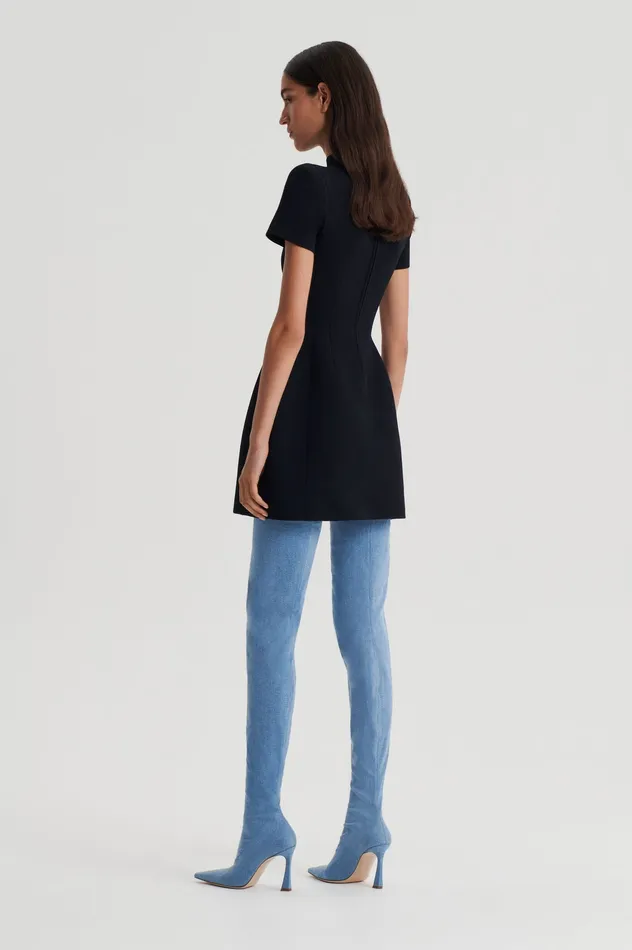 CREPE KNIT PEPLUM DRESS BLACK Dresses Scanlan Theodore Women CREPE KNIT PEPLUM DRESS BLACK Dresses Scanlan Theodore Women