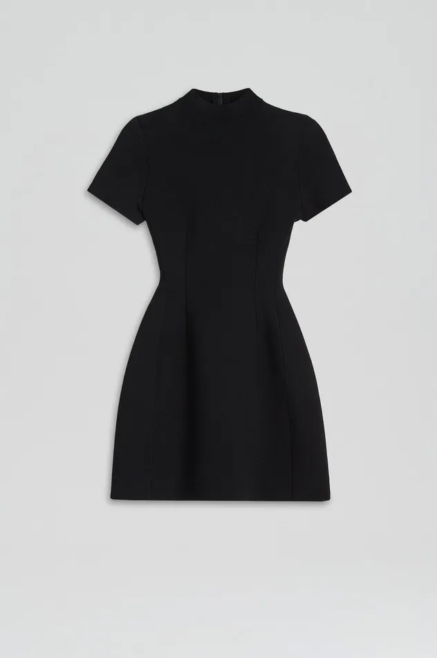 CREPE KNIT PEPLUM DRESS BLACK Dresses Scanlan Theodore Women CREPE KNIT PEPLUM DRESS BLACK Dresses Scanlan Theodore Women