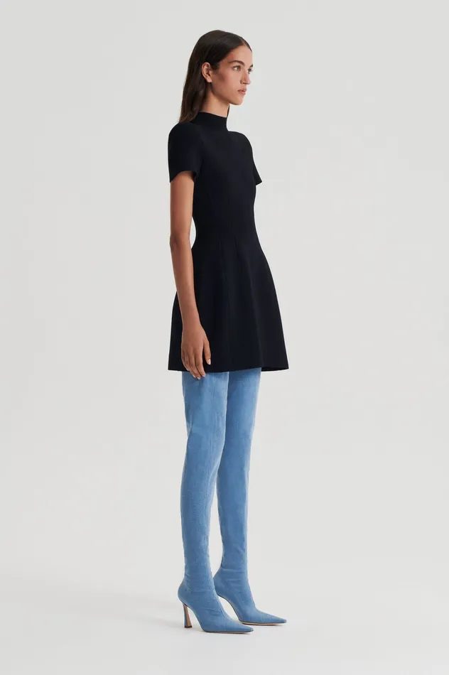 CREPE KNIT PEPLUM DRESS BLACK Dresses Scanlan Theodore Women CREPE KNIT PEPLUM DRESS BLACK Dresses Scanlan Theodore Women
