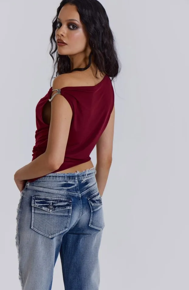 Crop Tops Women Jaded London Dare To Drape Top In Red Wine