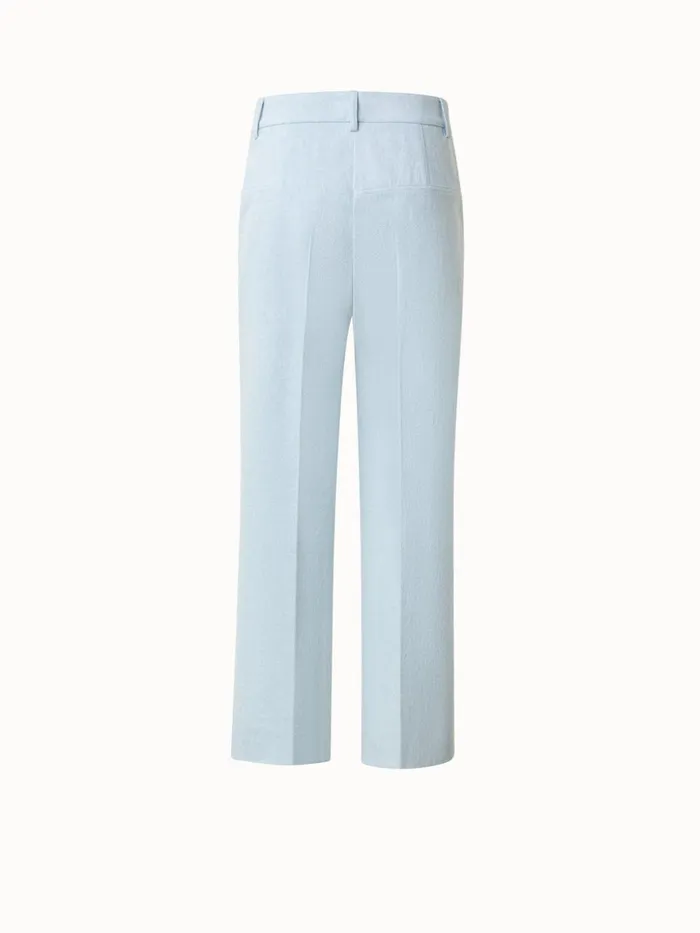 Cropped Cotton Denim Wide Leg Pants Bleached Denim Women Akris Pants