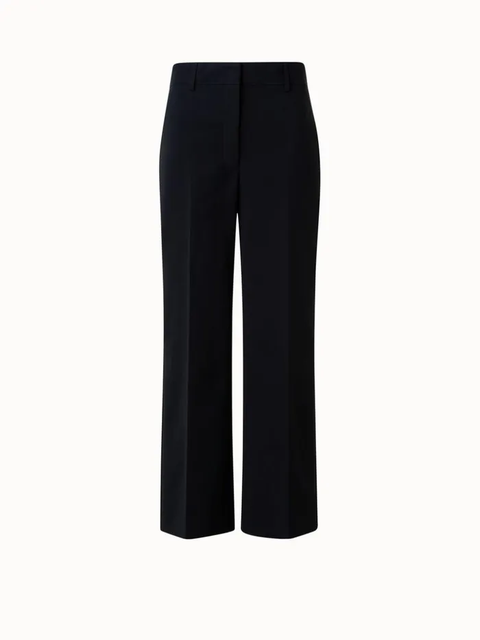 Cropped Cotton Wide Leg Pants Black Women Akris Pants
