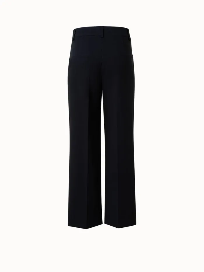 Cropped Cotton Wide Leg Pants Black Women Akris Pants