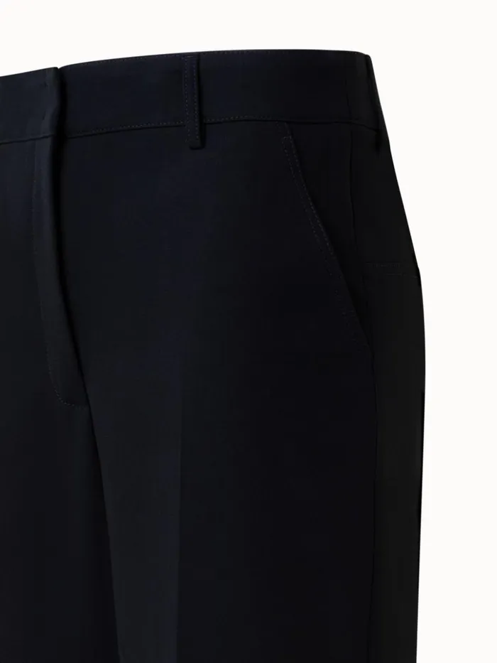 Cropped Cotton Wide Leg Pants Black Women Akris Pants