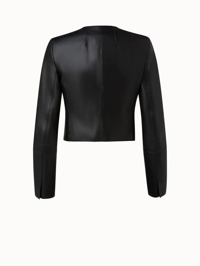 Cropped Leather Jacket Black Women Akris Jackets