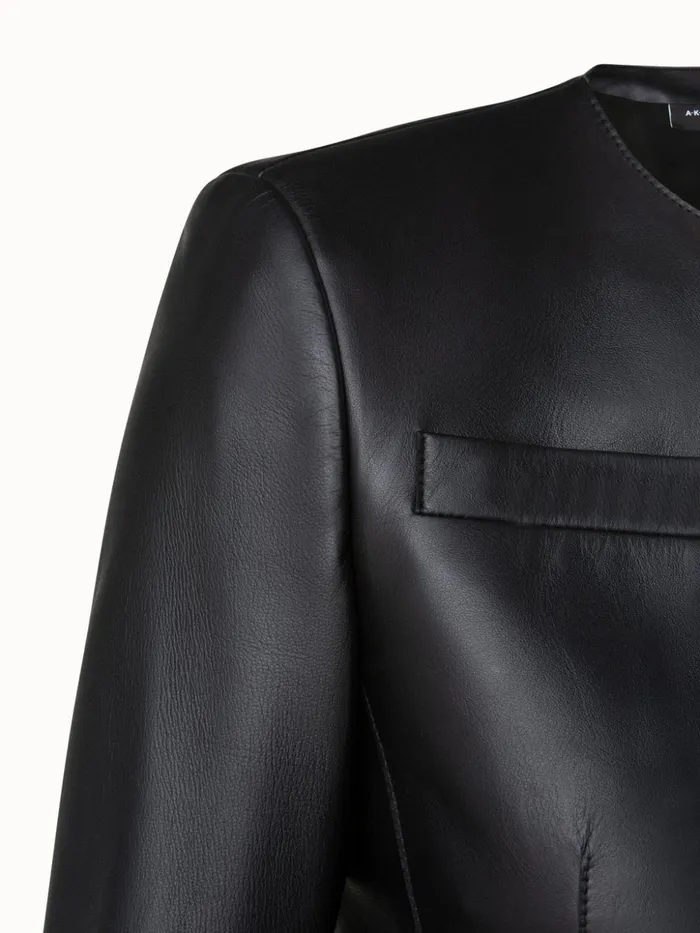 Cropped Leather Jacket Black Women Akris Jackets