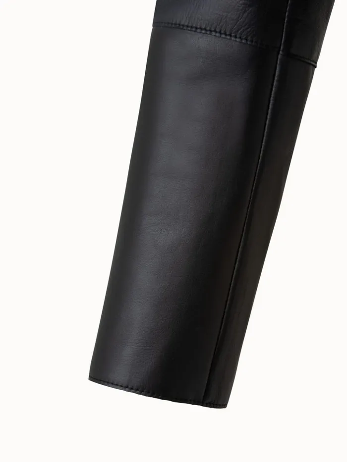 Cropped Leather Jacket Black Women Akris Jackets