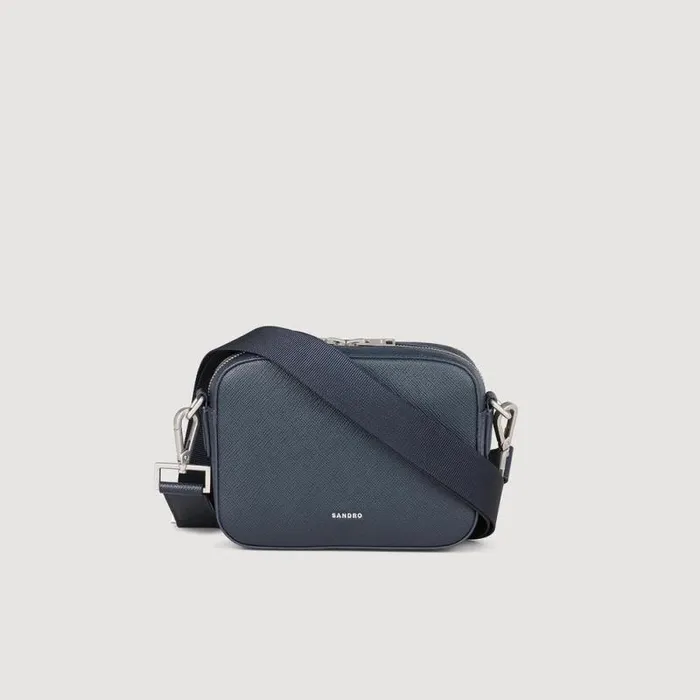 Crossbody Bags Men SANDRO Small Saffiano Leather Bag Midnight Blue