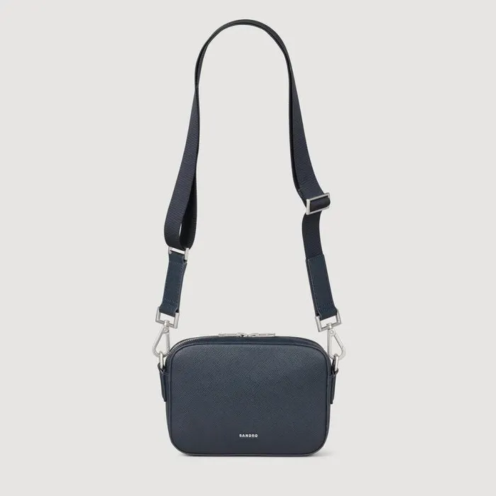 Crossbody Bags Men SANDRO Small Saffiano Leather Bag Midnight Blue