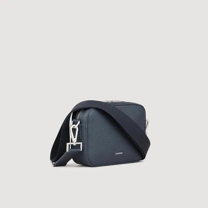 Crossbody Bags Men SANDRO Small Saffiano Leather Bag Midnight Blue