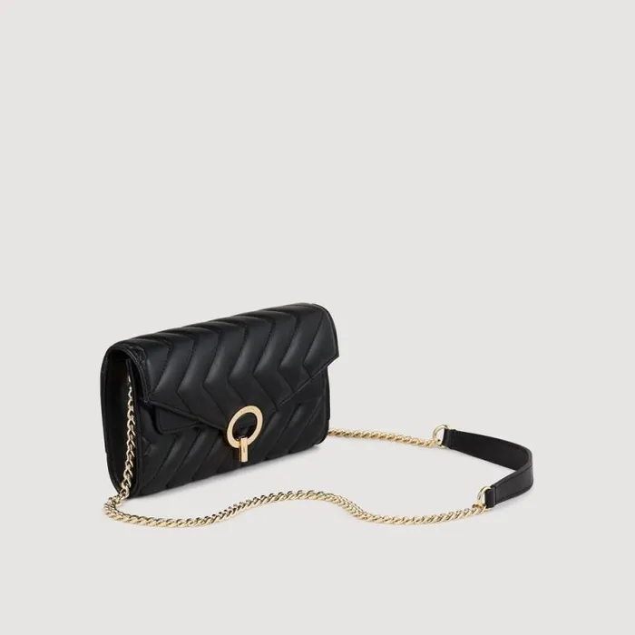 Crossbody Bags Women SANDRO Leather Crossbody Clutch Bag Black