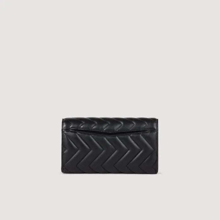 Crossbody Bags Women SANDRO Leather Crossbody Clutch Bag Black