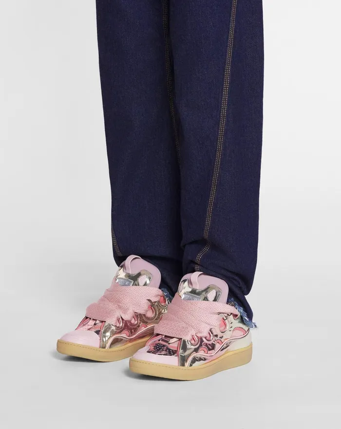 Curb Sneakers In Metallic Leather Dusty Rose Men Lanvin Curb Curb Sneakers In Metallic Leather Dusty Rose Men Lanvin Curb