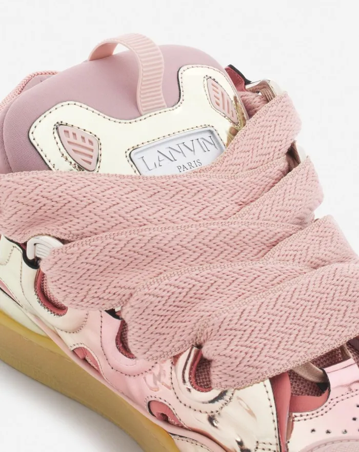 Curb Sneakers In Metallic Leather Dusty Rose Men Lanvin Curb Curb Sneakers In Metallic Leather Dusty Rose Men Lanvin Curb