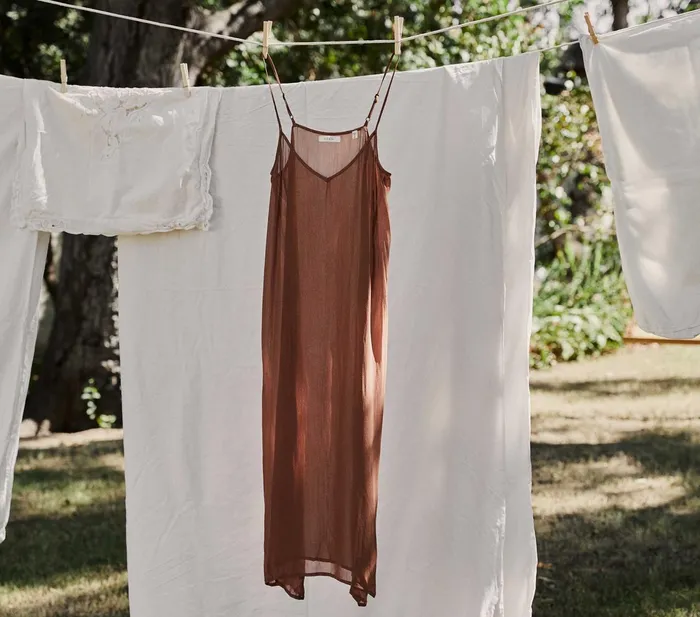 DEN Long Deep VNeck Slip Carob Women Slips