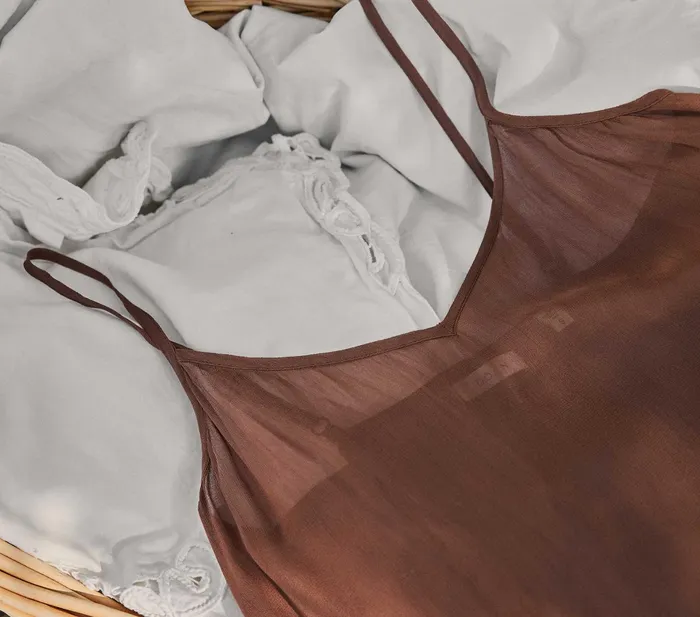 DEN Long Deep VNeck Slip Carob Women Slips