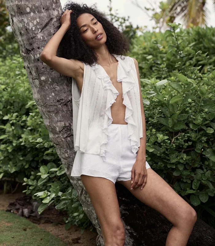 DEN Loren Linen Short Salt Women Pants and Shorts