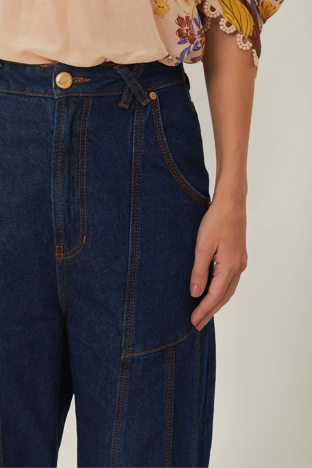Dark Denim High Waist Snips Pants Women Farm Rio Pants