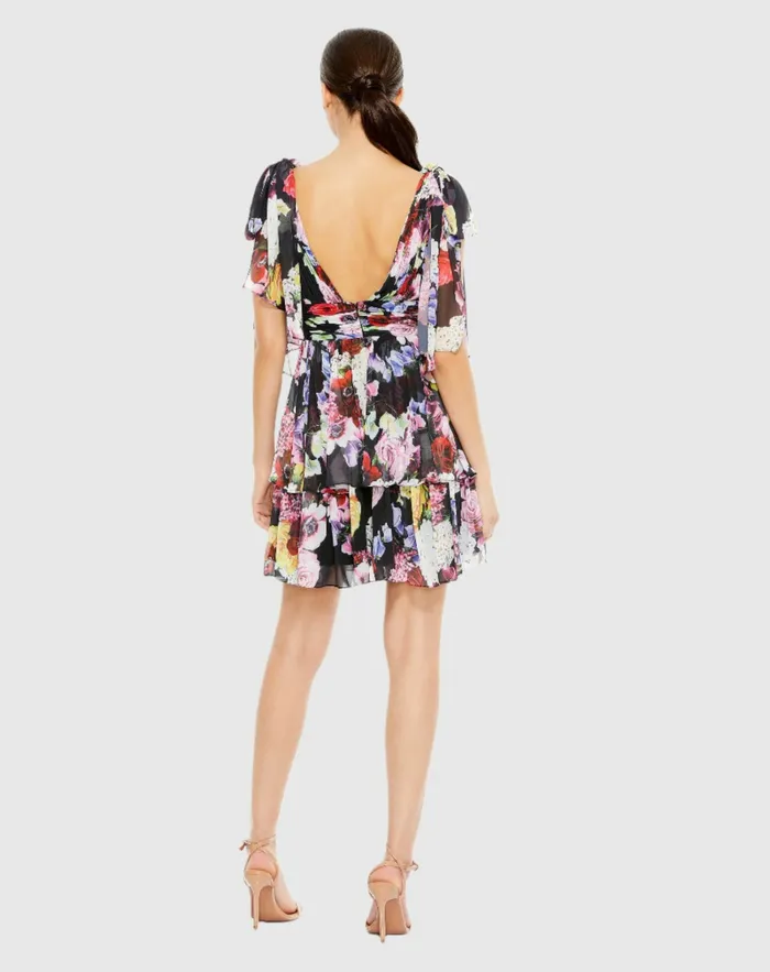 Daytime Dresses Women Floral Print Ruffled Sleeveless Soft Tie Dress Multi Mac Duggal Daytime Dresses Women Floral Print Ruffled Sleeveless Soft Tie Dress Multi Mac Duggal