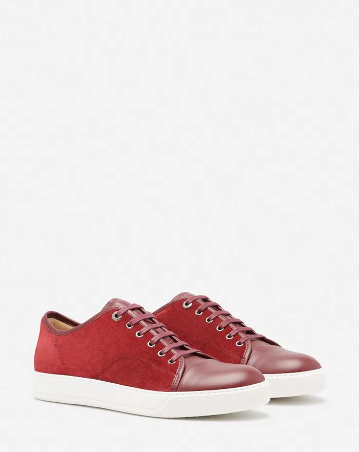 Dbb1 Leather And Suede Sneakers Burgundy Men Lanvin Sneakers
