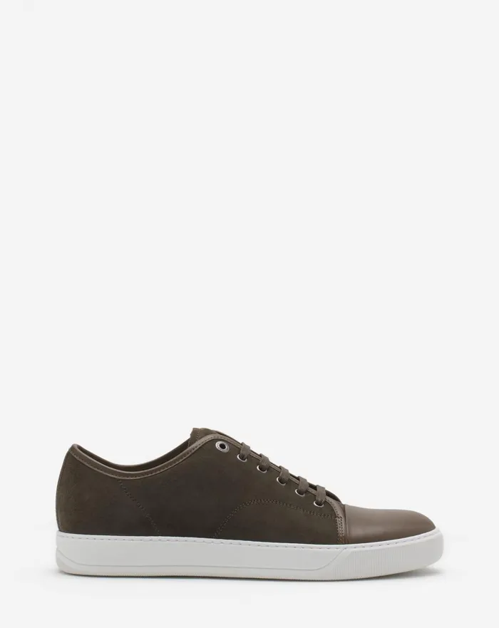 Dbb1 Leather And Suede Sneakers Khakiwhite Men Lanvin Sneakers