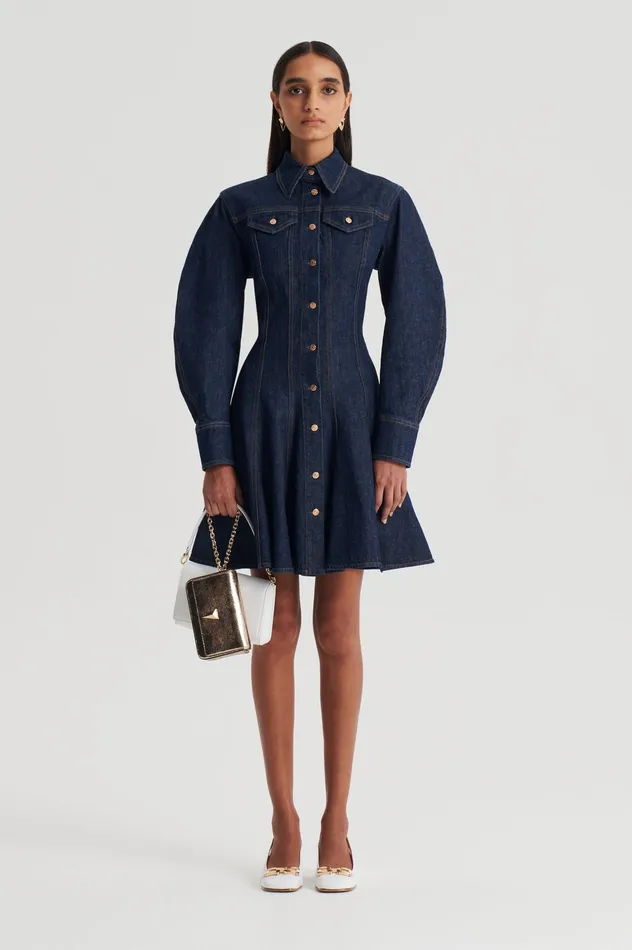 DENIM MINI DRESS INDIGOB Women Denim Scanlan Theodore