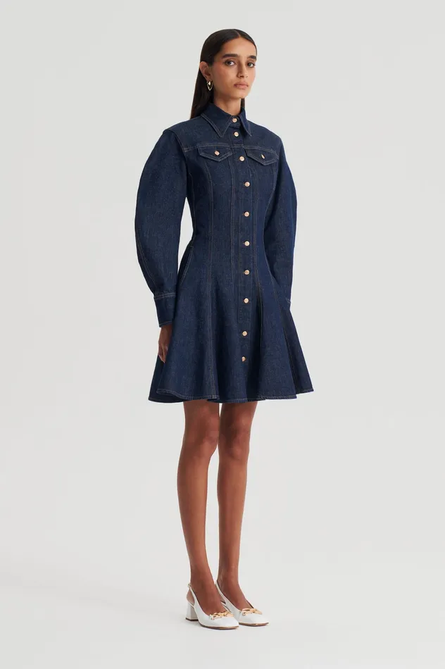 DENIM MINI DRESS INDIGOB Women Denim Scanlan Theodore